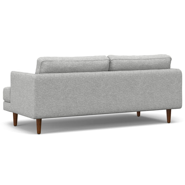 HomeRoots 76" Gray Fabric Sofa with Brown Legs - Stylish Mid-Century Modern Design for Comfort & Durability 640978