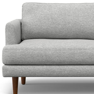 HomeRoots 76" Gray Fabric Sofa with Brown Legs - Stylish Mid-Century Modern Design for Comfort & Durability 640978