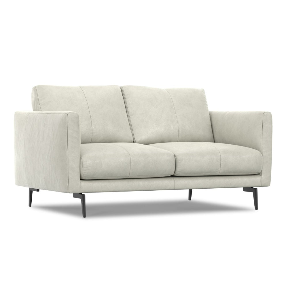 HomeRoots 60" Gray Leather Sofa with Contemporary Black Legs, Durable Comfort for Small Spaces & Modern Living 640981