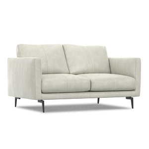 HomeRoots 60" Gray Leather Sofa with Contemporary Black Legs, Durable Comfort for Small Spaces & Modern Living 640981