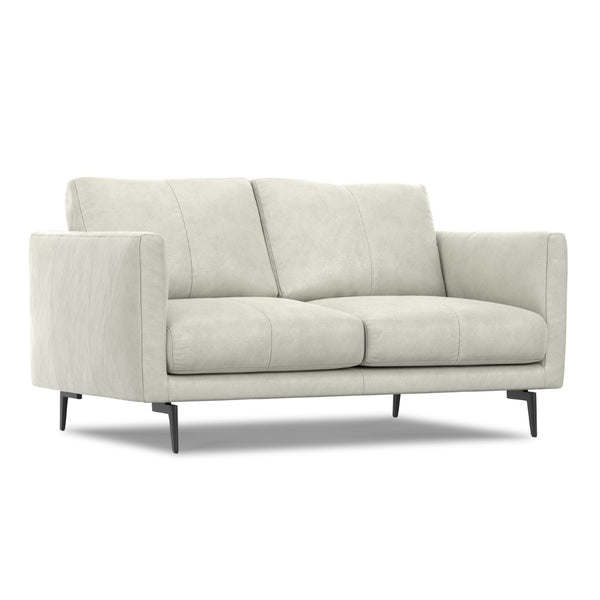 HomeRoots 60" Gray Leather Sofa with Contemporary Black Legs, Durable Comfort for Small Spaces & Modern Living 640981