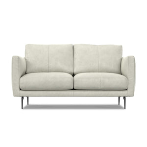 HomeRoots 60" Gray Leather Sofa with Contemporary Black Legs, Durable Comfort for Small Spaces & Modern Living 640981