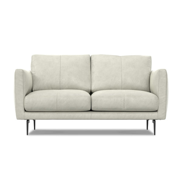 HomeRoots 60" Gray Leather Sofa with Contemporary Black Legs, Durable Comfort for Small Spaces & Modern Living 640981
