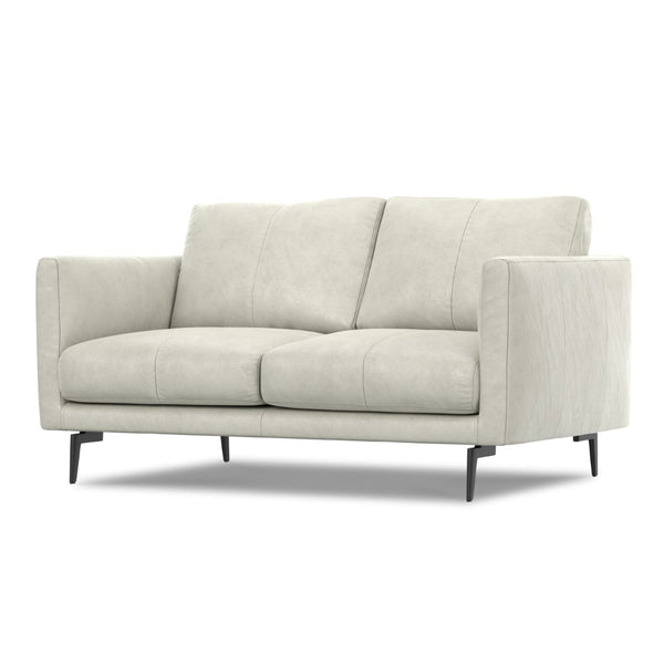 HomeRoots 60" Gray Leather Sofa with Contemporary Black Legs, Durable Comfort for Small Spaces & Modern Living 640981