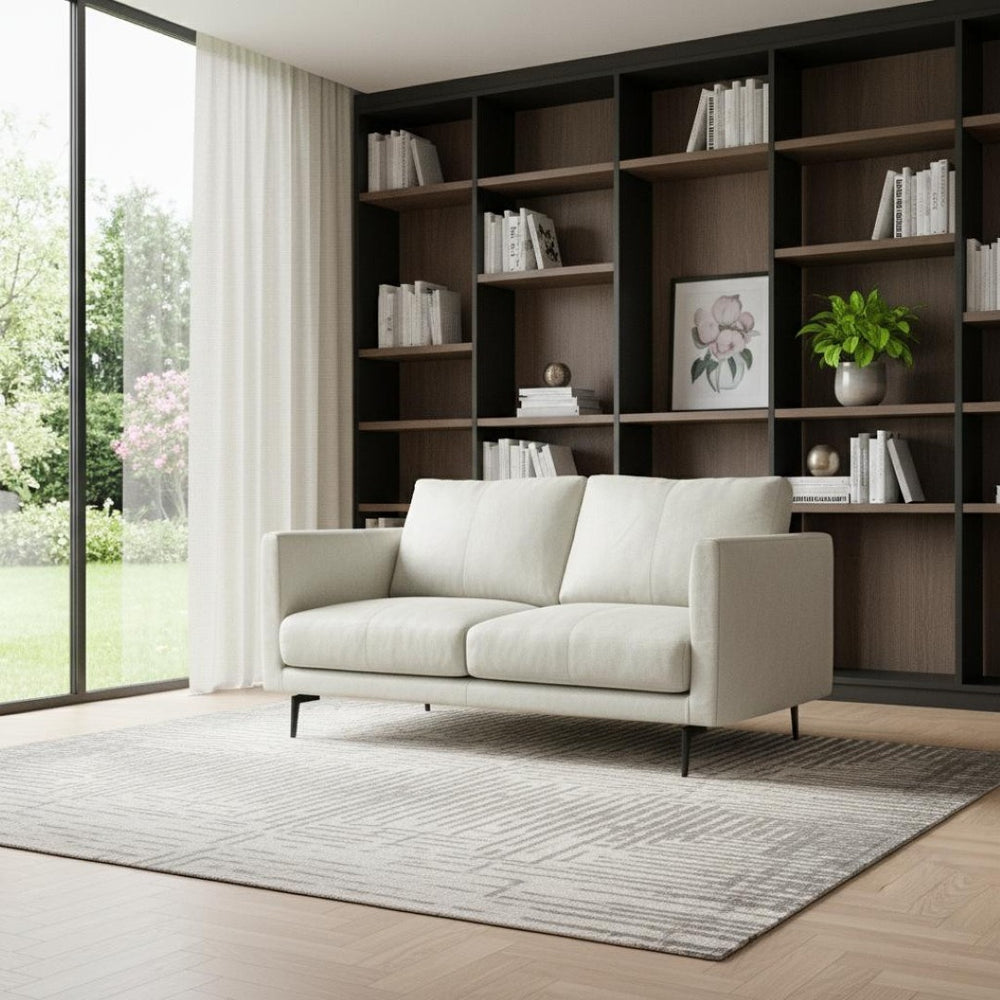 HomeRoots 60" Gray Leather Sofa with Contemporary Black Legs, Durable Comfort for Small Spaces & Modern Living 640981