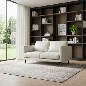 HomeRoots 60" Gray Leather Sofa with Contemporary Black Legs, Durable Comfort for Small Spaces & Modern Living 640981