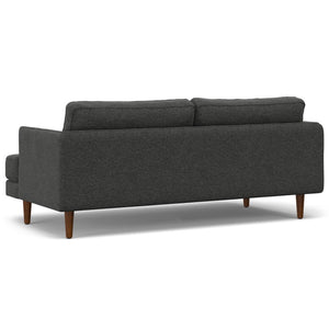HomeRoots 76" Gray Fabric Sofa - Mid-Century Modern Design, Tufted Back, Brown Legs, Comfort for 2 People 640983