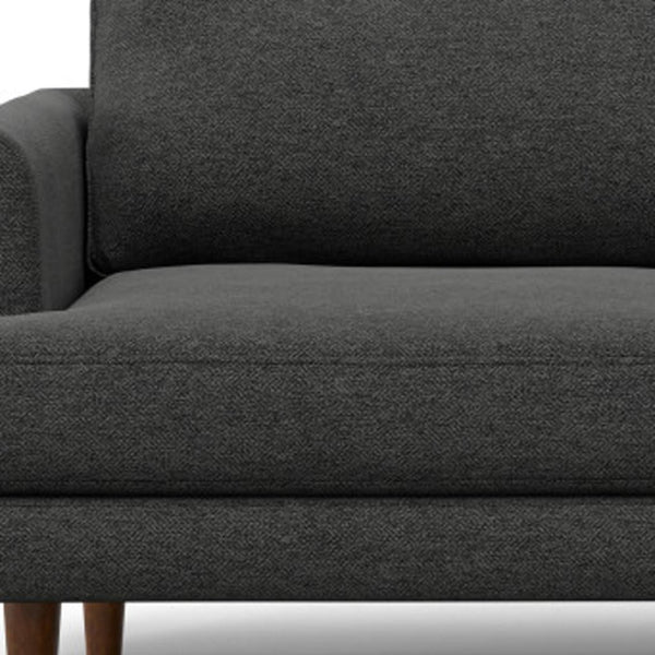 HomeRoots 76" Gray Fabric Sofa - Mid-Century Modern Design, Tufted Back, Brown Legs, Comfort for 2 People 640983