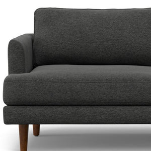 HomeRoots 76" Gray Fabric Sofa - Mid-Century Modern Design, Tufted Back, Brown Legs, Comfort for 2 People 640983