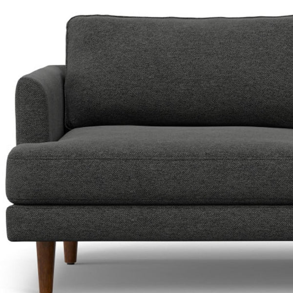 HomeRoots 76" Gray Fabric Sofa - Mid-Century Modern Design, Tufted Back, Brown Legs, Comfort for 2 People 640983