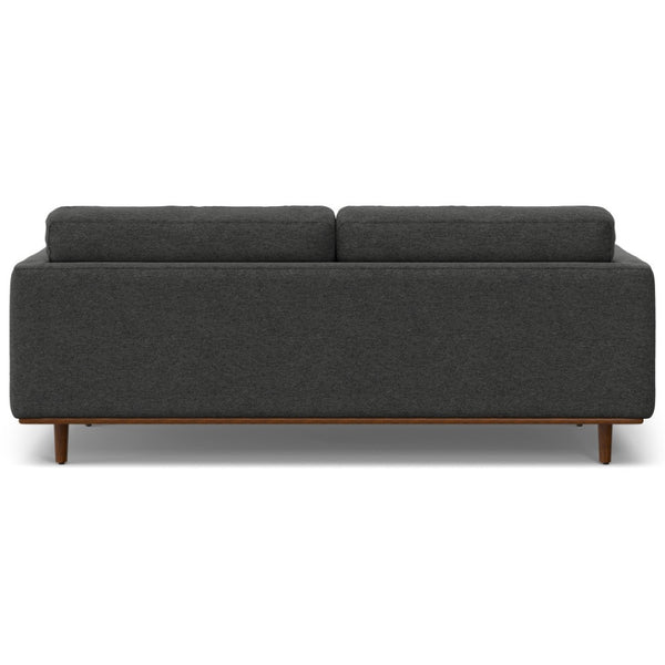 HomeRoots 89" Gray Fabric Sofa with Brown Legs - Mid-Century Modern Design, Comfort for 3, Easy Assembly! 640984