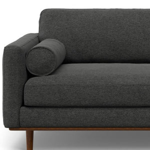 HomeRoots 89" Gray Fabric Sofa with Brown Legs - Mid-Century Modern Design, Comfort for 3, Easy Assembly! 640984