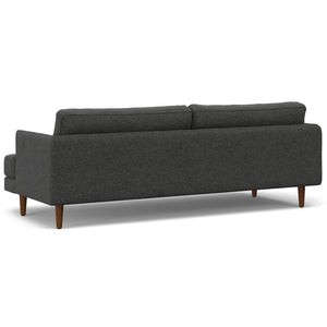 HomeRoots 90" Gray Fabric Sofa - Mid-Century Modern Design with Brown Legs, Perfect for Stylish Living Spaces 640985