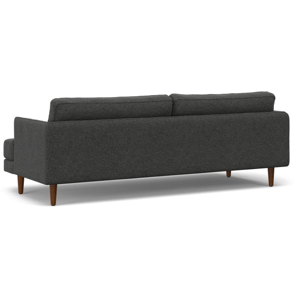 HomeRoots 90" Gray Fabric Sofa - Mid-Century Modern Design with Brown Legs, Perfect for Stylish Living Spaces 640985