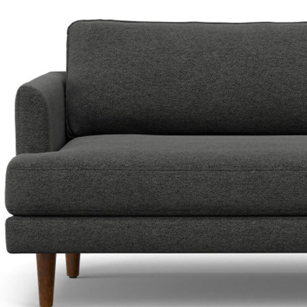HomeRoots 90" Gray Fabric Sofa - Mid-Century Modern Design with Brown Legs, Perfect for Stylish Living Spaces 640985