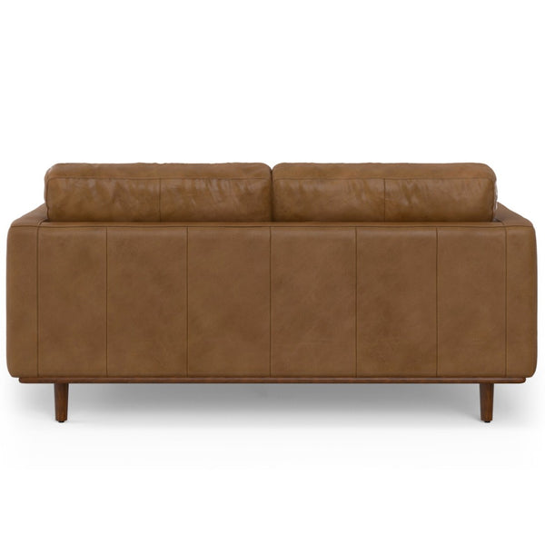HomeRoots 72" Brown Leather Sofa - Mid-Century Modern Elegance, Durable Comfort, Perfect for Living Rooms & Offices 640986