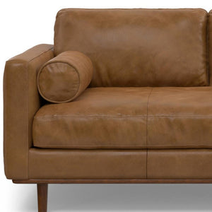 HomeRoots 72" Brown Leather Sofa - Mid-Century Modern Elegance, Durable Comfort, Perfect for Living Rooms & Offices 640986