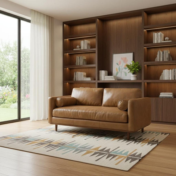 HomeRoots 72" Brown Leather Sofa - Mid-Century Modern Elegance, Durable Comfort, Perfect for Living Rooms & Offices 640986