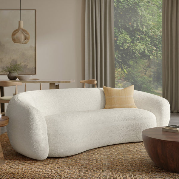 HomeRoots 89" Elegant Cream Fabric Sofa with Walnut Legs - Modern Comfort, Durable Design, No Assembly Needed! 640987