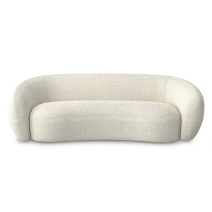 HomeRoots 89" Elegant Cream Fabric Sofa with Walnut Legs - Modern Comfort, Durable Design, No Assembly Needed! 640987
