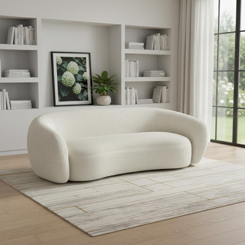 HomeRoots 89" Elegant Cream Fabric Sofa with Walnut Legs - Modern Comfort, Durable Design, No Assembly Needed! 640987