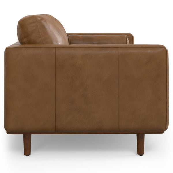HomeRoots 89" Brown Leather Sofa - Mid-Century Modern Design with Premium Comfort, Durable Frame & Stylish Elegance 640988