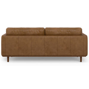 HomeRoots 89" Brown Leather Sofa - Mid-Century Modern Design with Premium Comfort, Durable Frame & Stylish Elegance 640988