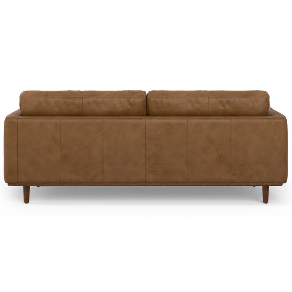 HomeRoots 89" Brown Leather Sofa - Mid-Century Modern Design with Premium Comfort, Durable Frame & Stylish Elegance 640988