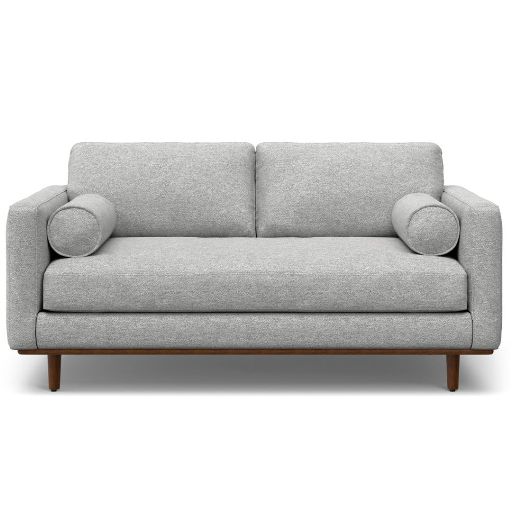 HomeRoots 72" Stylish Gray Fabric Sofa with Brown Legs – Mid-Century Modern Design for Ultimate Comfort & Support 640990