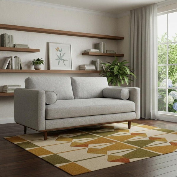 HomeRoots 72" Stylish Gray Fabric Sofa with Brown Legs – Mid-Century Modern Design for Ultimate Comfort & Support 640990