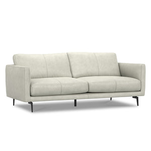 HomeRoots 81" Gray Leather Sofa - Contemporary Comfort with Black Metal Legs, Perfect for Stylish Living Rooms! 640991