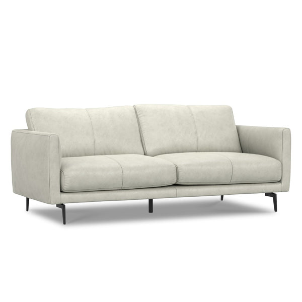 HomeRoots 81" Gray Leather Sofa - Contemporary Comfort with Black Metal Legs, Perfect for Stylish Living Rooms! 640991