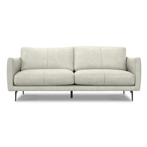 HomeRoots 81" Gray Leather Sofa - Contemporary Comfort with Black Metal Legs, Perfect for Stylish Living Rooms! 640991