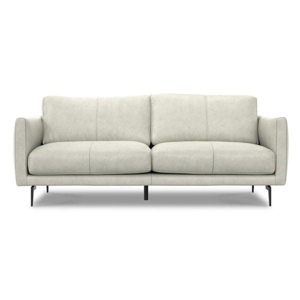 HomeRoots 81" Gray Leather Sofa - Contemporary Comfort with Black Metal Legs, Perfect for Stylish Living Rooms! 640991