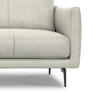 HomeRoots 81" Gray Leather Sofa - Contemporary Comfort with Black Metal Legs, Perfect for Stylish Living Rooms! 640991