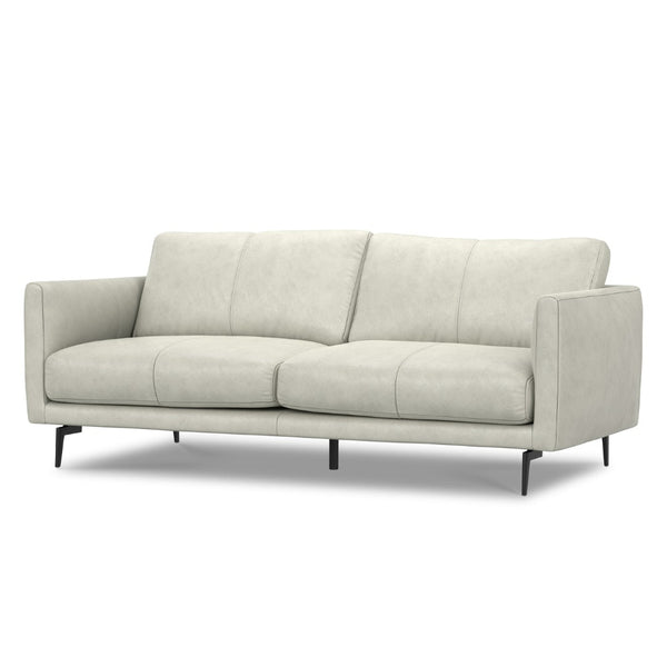 HomeRoots 81" Gray Leather Sofa - Contemporary Comfort with Black Metal Legs, Perfect for Stylish Living Rooms! 640991