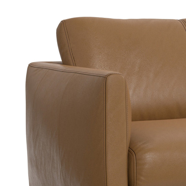 HomeRoots 81" Brown Leather Sofa with Elegant Tufting & Black Metal Legs - Modern Comfort for Living Rooms 640993