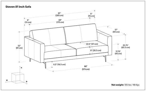 HomeRoots 81" Brown Leather Sofa with Elegant Tufting & Black Metal Legs - Modern Comfort for Living Rooms 640993