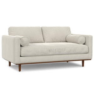 HomeRoots 72" Cream Fabric Sofa - Mid-Century Modern Elegance with Brown Legs, Stylish Comfort for Any Space 640996