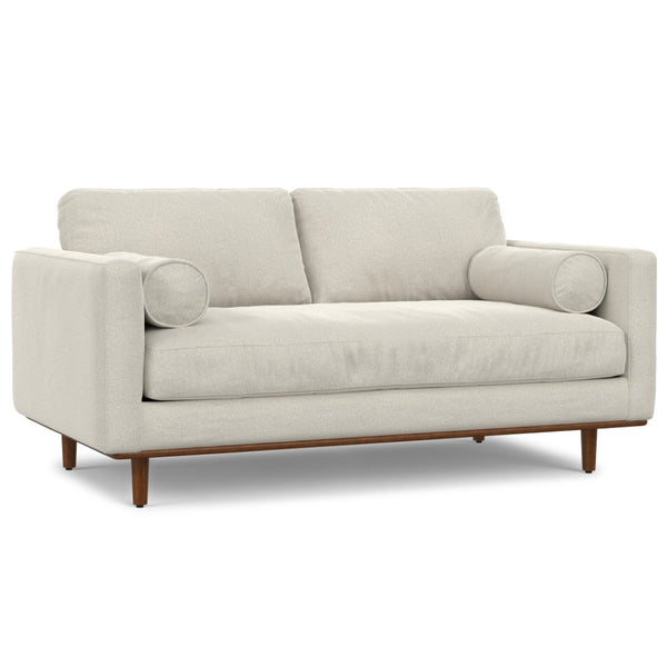 HomeRoots 72" Cream Fabric Sofa - Mid-Century Modern Elegance with Brown Legs, Stylish Comfort for Any Space 640996