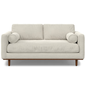 HomeRoots 72" Cream Fabric Sofa - Mid-Century Modern Elegance with Brown Legs, Stylish Comfort for Any Space 640996