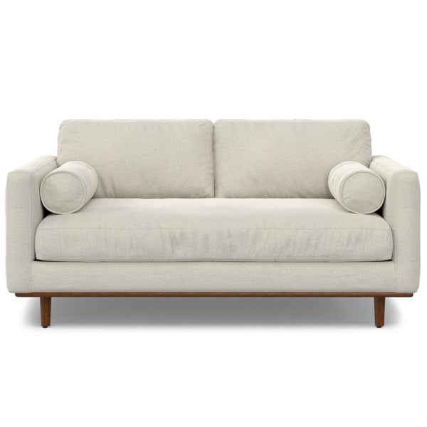 HomeRoots 72" Cream Fabric Sofa - Mid-Century Modern Elegance with Brown Legs, Stylish Comfort for Any Space 640996