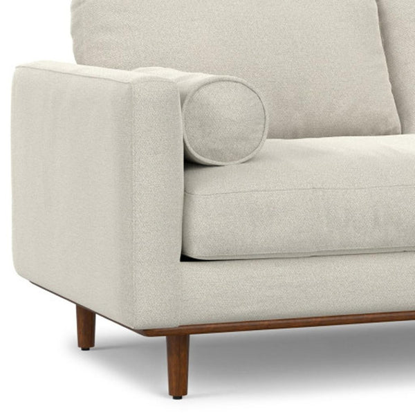HomeRoots 72" Cream Fabric Sofa - Mid-Century Modern Elegance with Brown Legs, Stylish Comfort for Any Space 640996