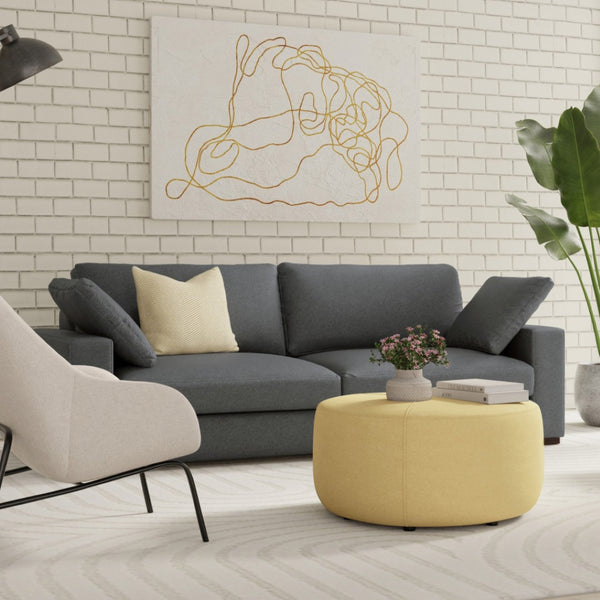 HomeRoots 78" Gray Fabric Sofa - Contemporary Design with Brown Legs, Tufted Back, and Ultimate Comfort! 640997