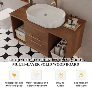 English Elm Modern Floating Bathroom Vanity With Oval Sink & Soft-Close Drawers - Stylish Storage Solution! W3136S00022