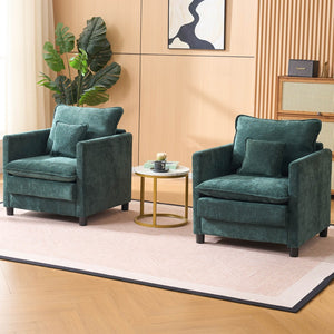 English Elm Comfy Modern Accent Chair Thick Cushioned Seat with Pillow Set for Reading Nooks W1893P396306