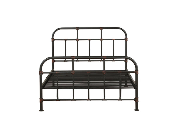 English Elm Sandy Metal Full Panel Bed with 20 Slats — Sandy Grey Durable Frame, Supportive Comfort & Style B062P215390