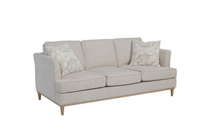 English Elm Sofa elegant upholstered design with skirt, reversible Dacron-wrapped cushions and two pillows Off White 86 L x 42.5 W x 26.75 H B2699P225138