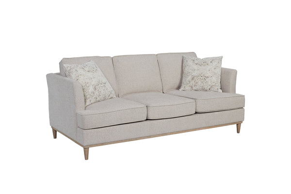 English Elm Sofa elegant upholstered design with skirt, reversible Dacron-wrapped cushions and two pillows Off White 86 L x 42.5 W x 26.75 H B2699P225138