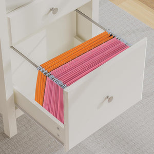 English Elm 47" Farmhouse Wood Writing Desk with Charging Station, 2 Drawers, Open Shelf & Ergonomic Workspace for Home Office and Vanity Beige+Brown T3771P351922